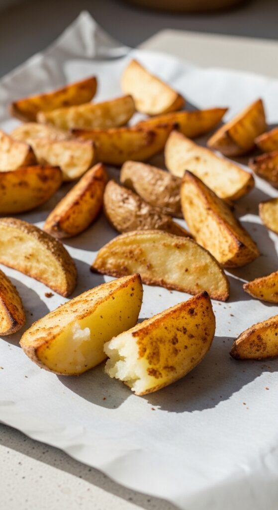 thick-cut potato wedges spread
