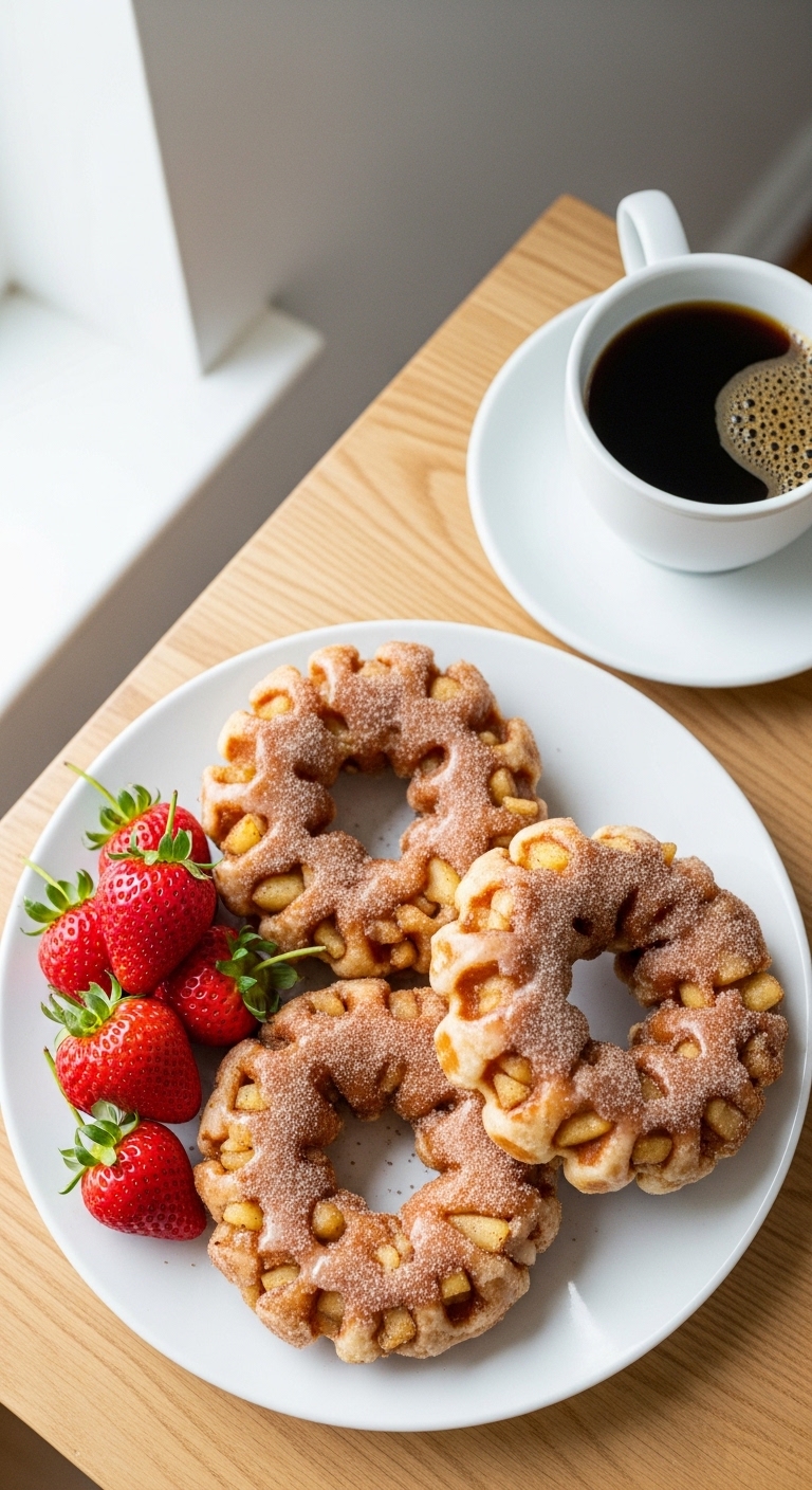 Apple Fritter Waffle Donuts Served