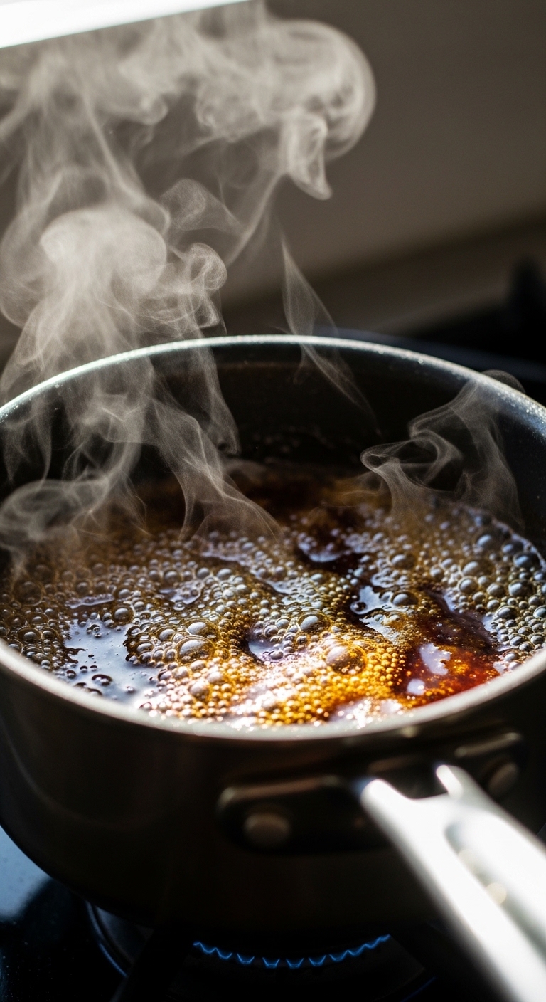 Balsamic Vinegar and Honey Glaze Simmering