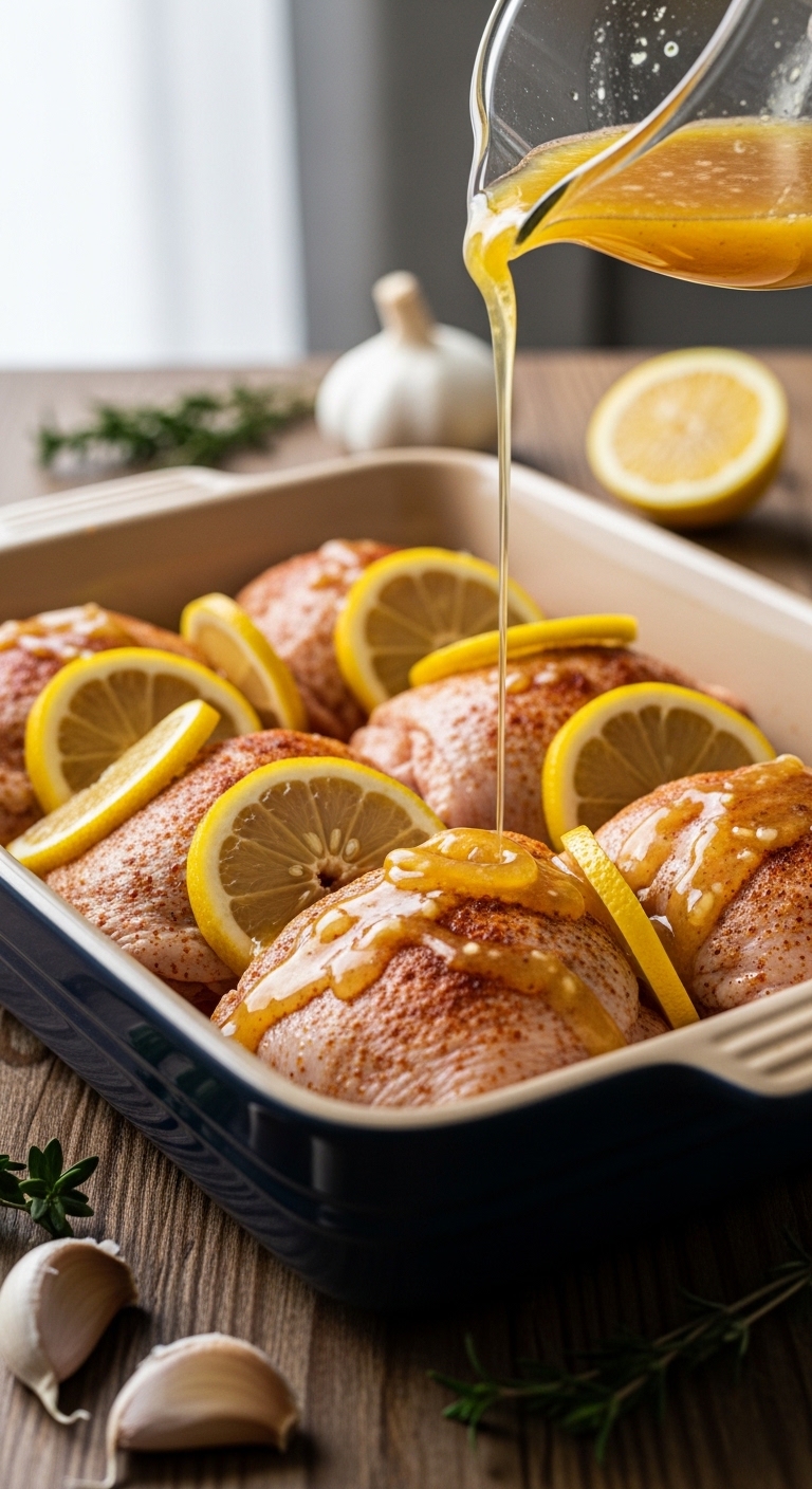Chicken Ready for the Oven with Lemon Butter Sauce