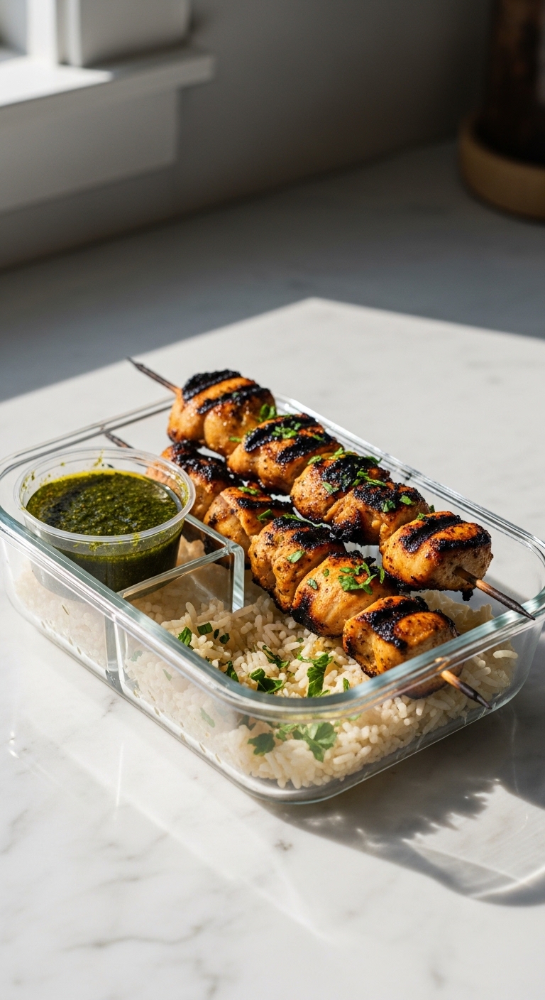 Chicken Skewers Leftovers Meal Prep Container 