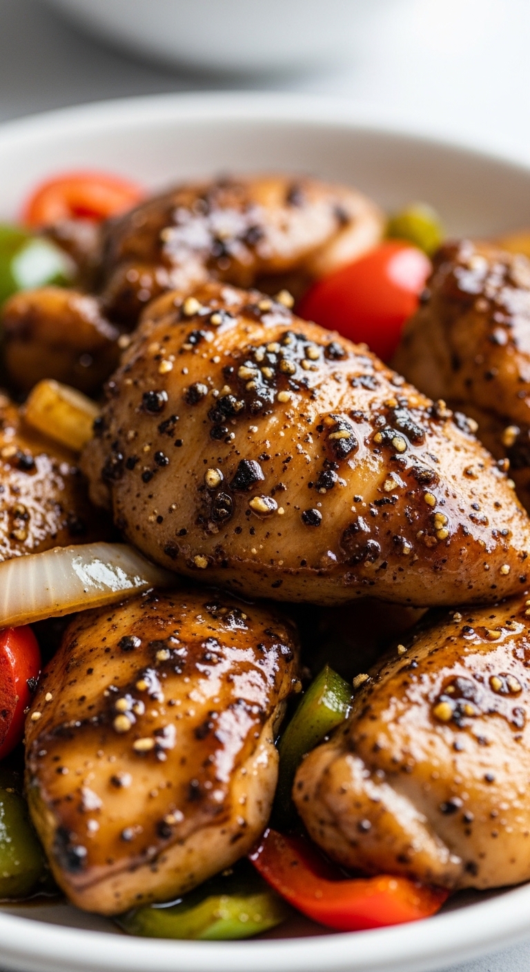 Close-Up of Peppery Chicken Stir-Fry 