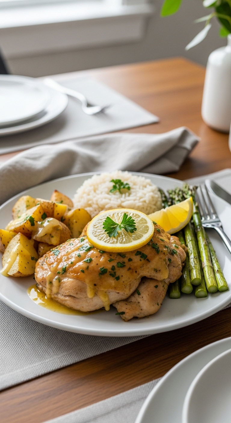 Complete Lemon Butter Chicken Dinner Plate