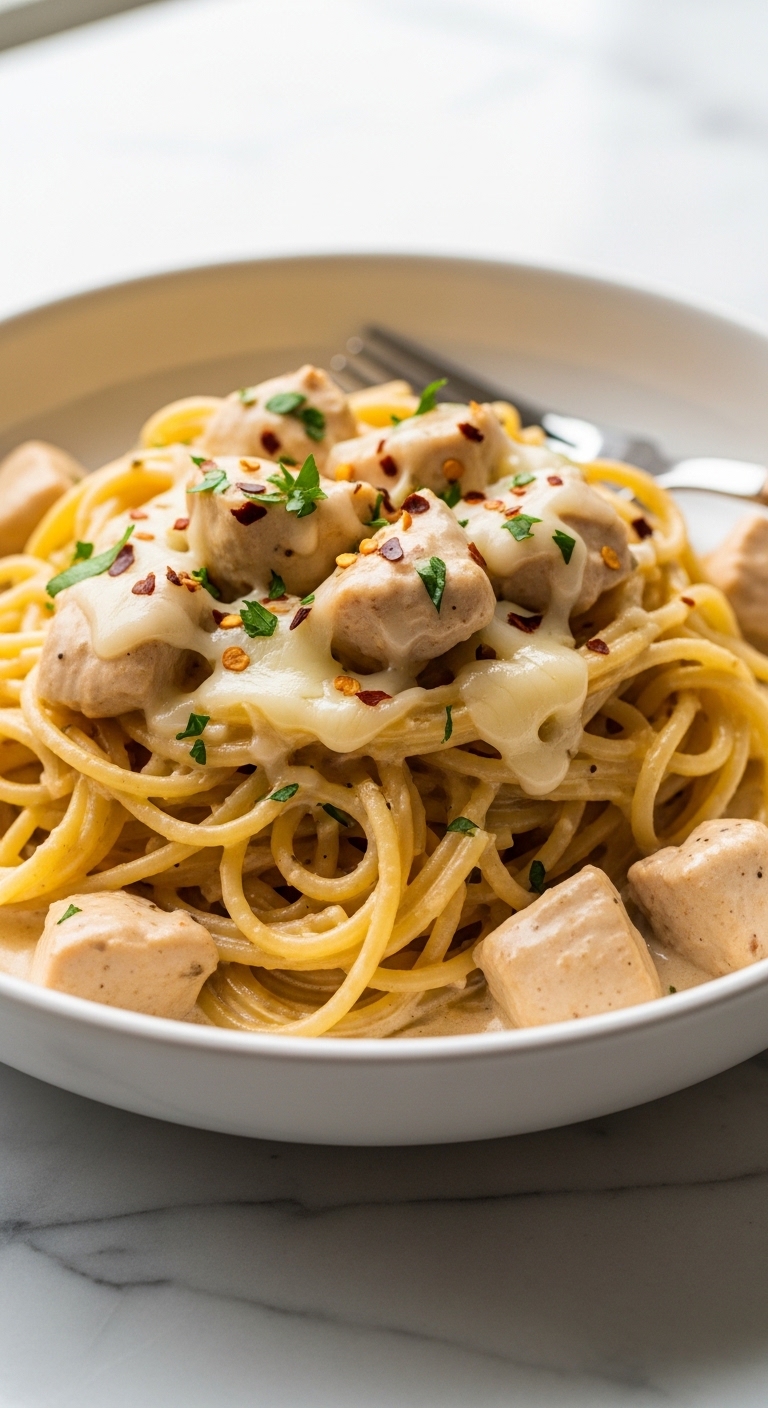 Creamy Monterey Chicken Spaghetti Close-Up