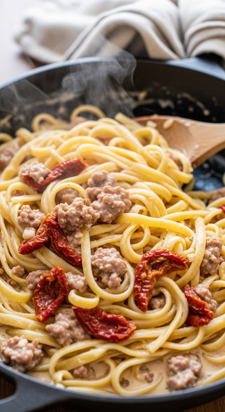 Creamy Tuscan Pasta Tossed in Sauce