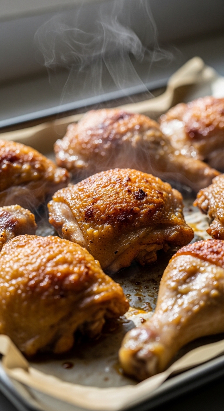 Crispy Adobo Chicken on Baking Tray