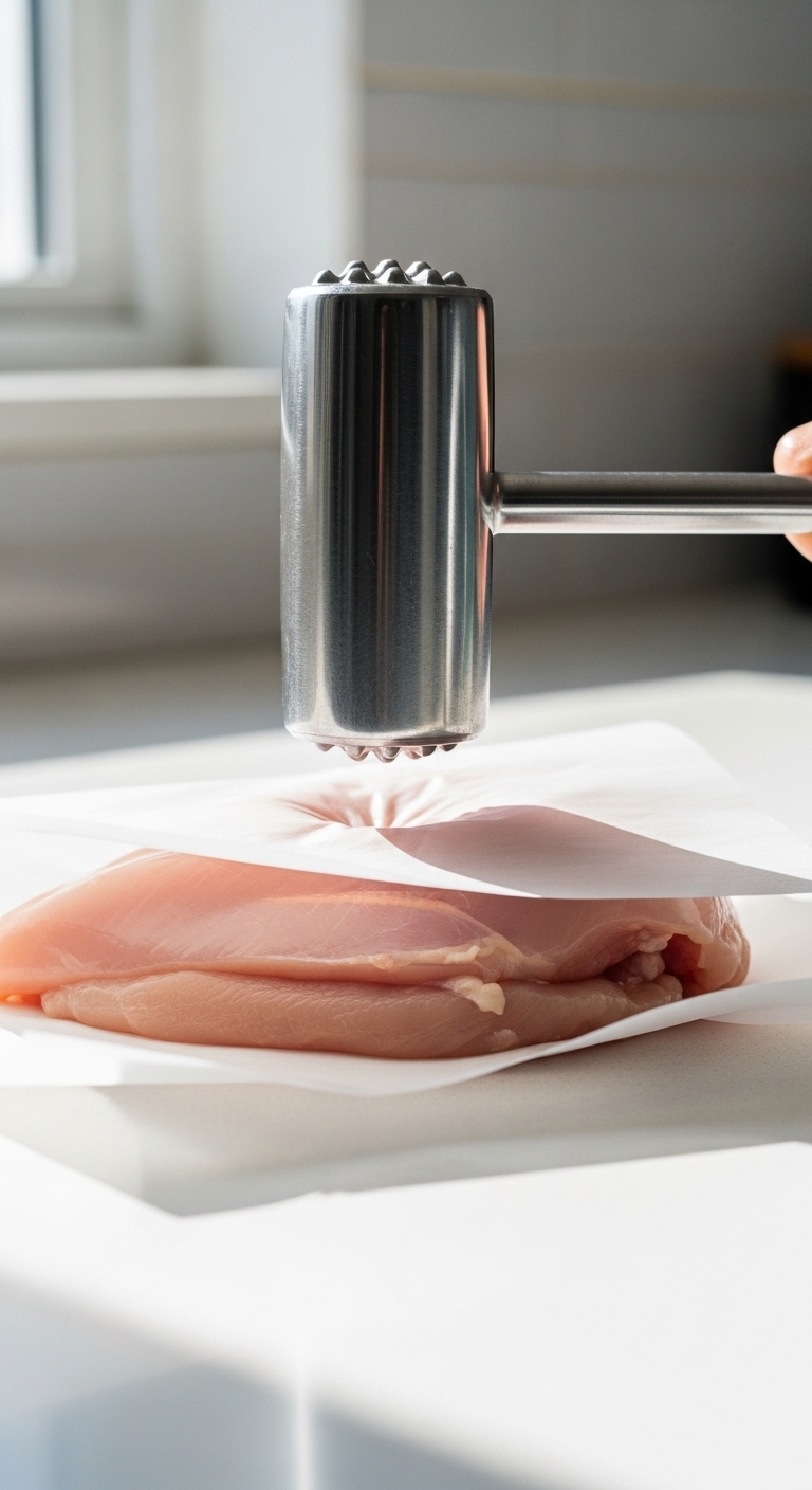 Flattening Chicken for Rolled Chicken Recipe
