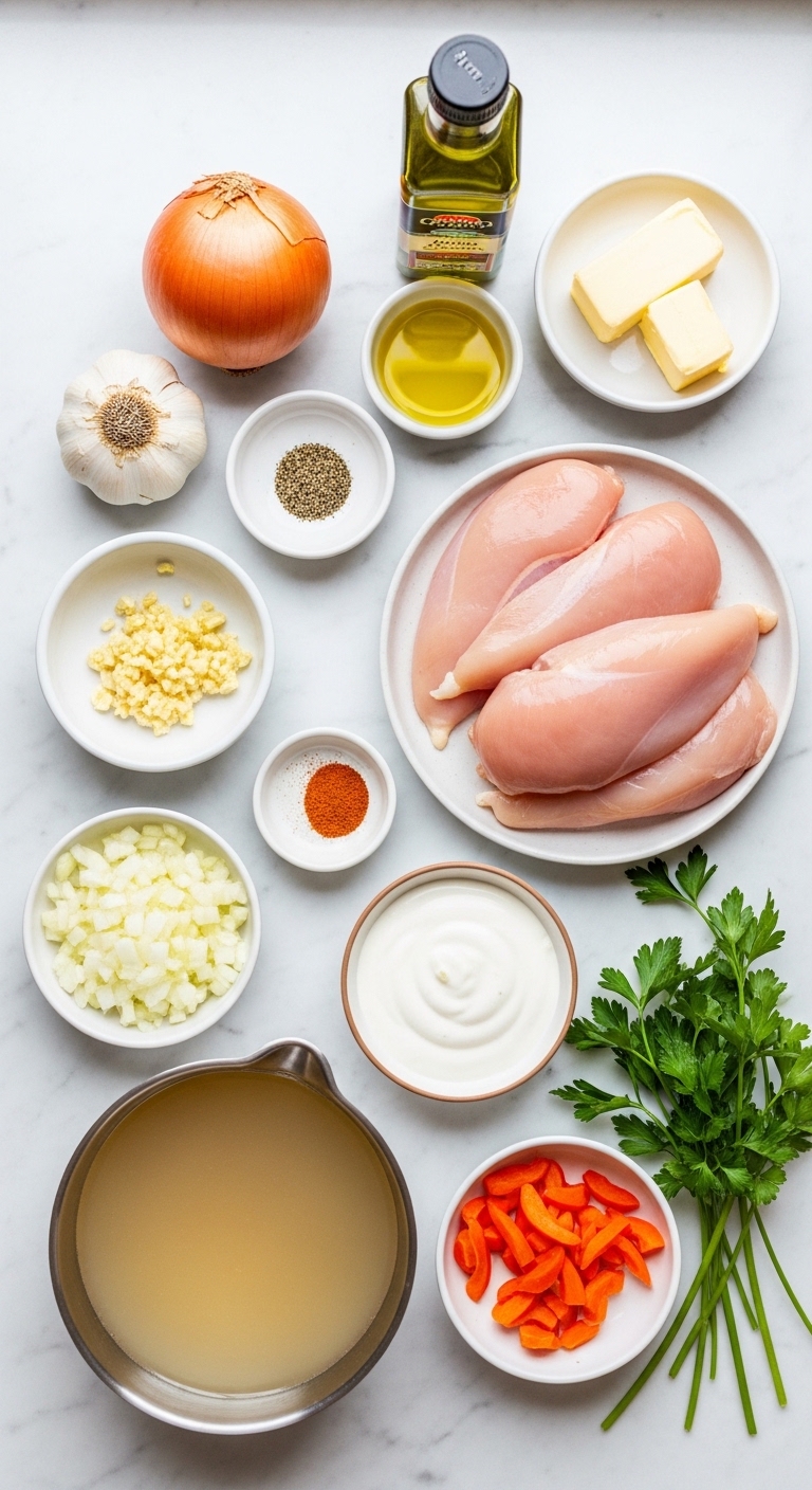 Fresh Ingredients for Chicken with Pepper Sauce