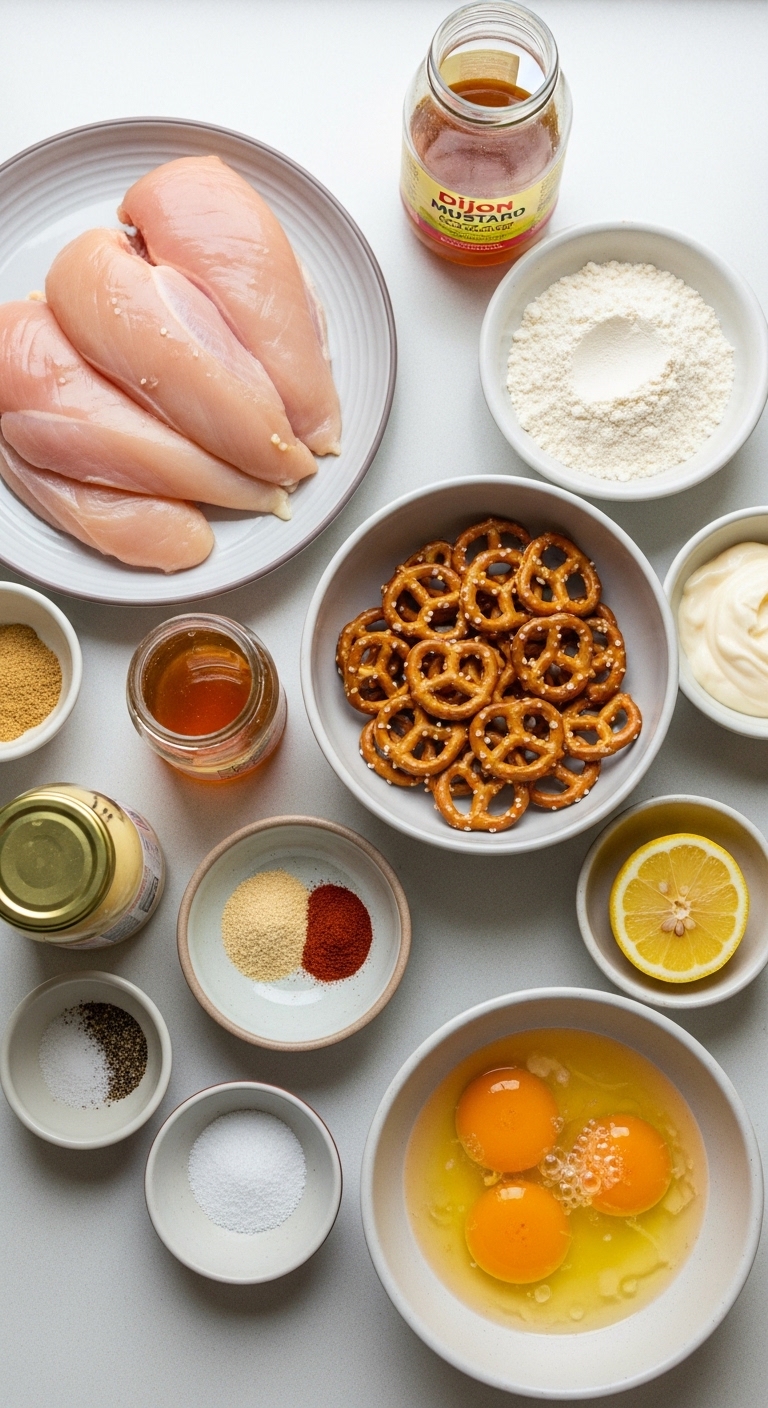 Fresh Ingredients for Homemade Pretzel Crusted Chicken