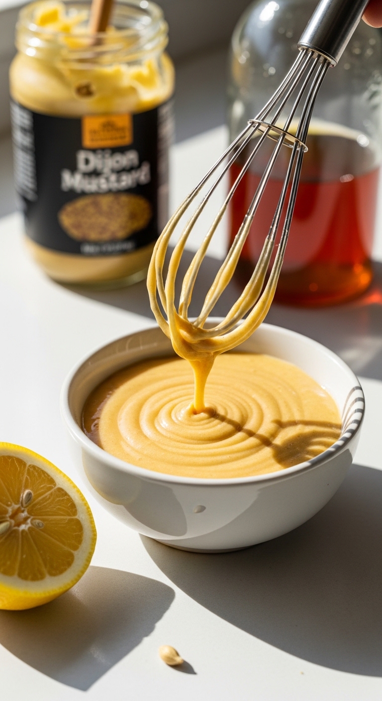 Homemade Honey Mustard Being Whisked