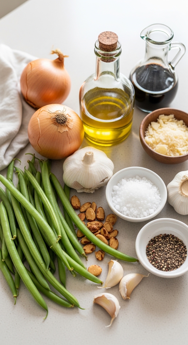 Ingredients for Roasted Green Beans with Caramelized Onions