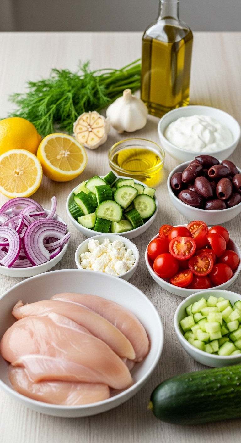 Mediterranean Lemon Dill Chicken Bowl ingredients 