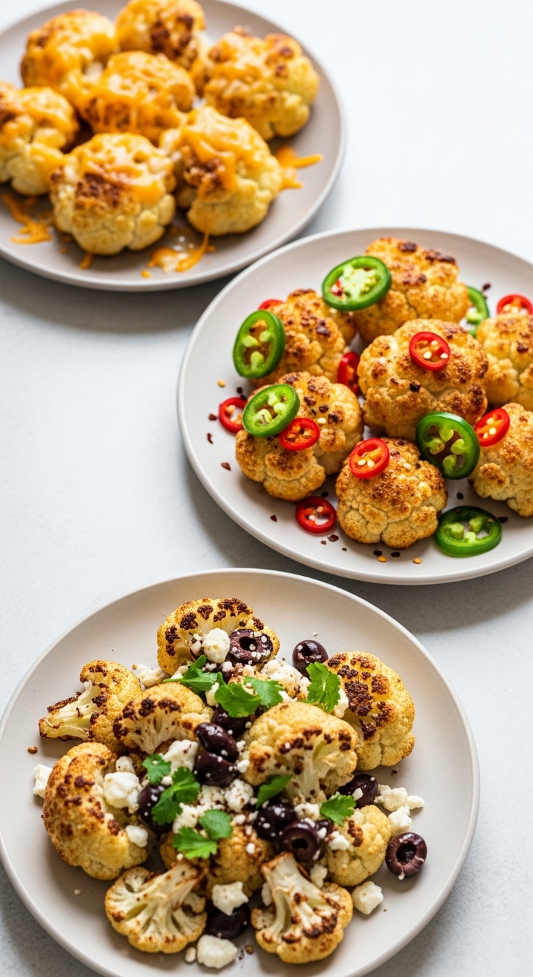 Realistic Homemade Loaded Roasted Cauliflower Variations
