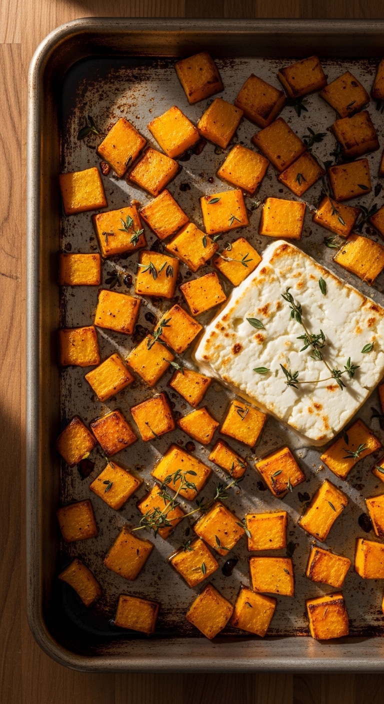 Roasted Butternut Squash and Feta Close-Up