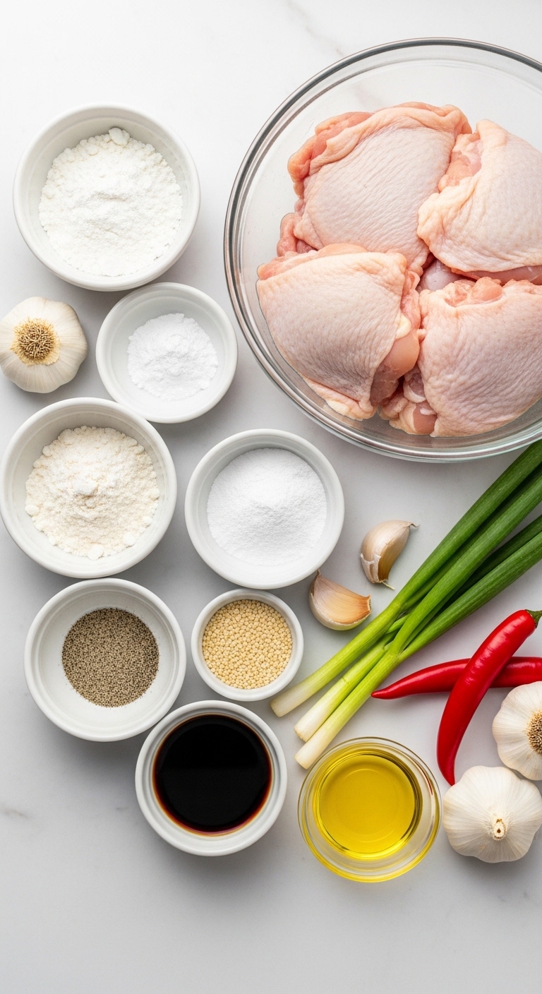 Salt and Pepper Chicken Ingredients Flat Lay