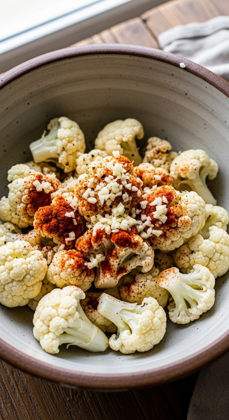 Seasoned Cauliflower Florets Ready to Roast