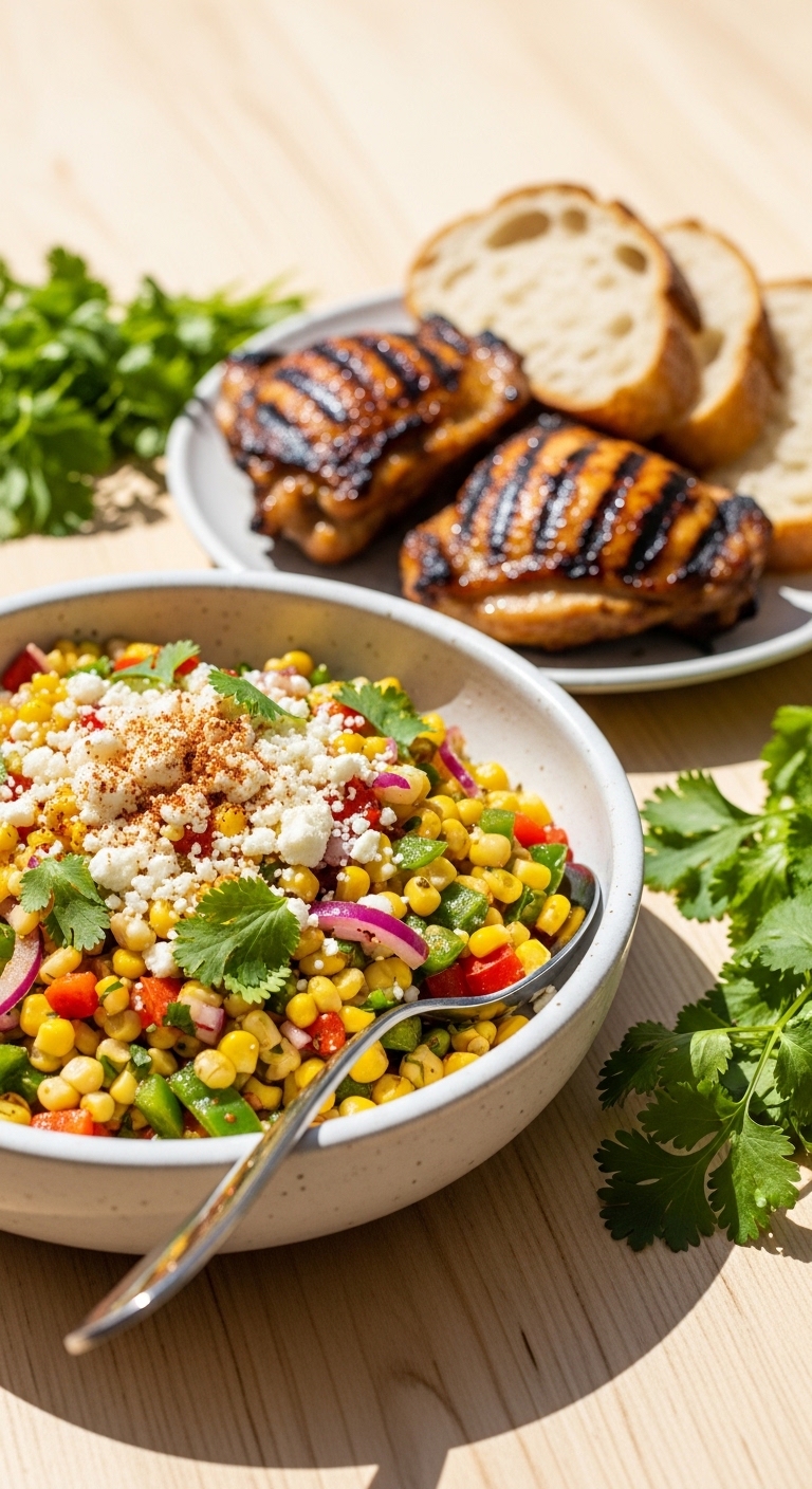 Serving setup of crack corn salad