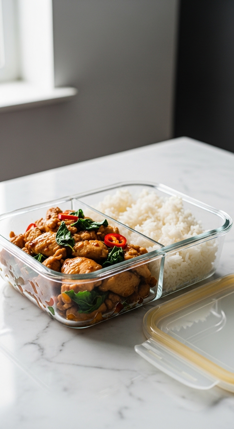 Thai Basil Chicken Meal Prep Container