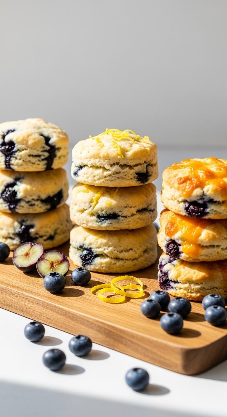  Three small stacks of homemade biscuits 