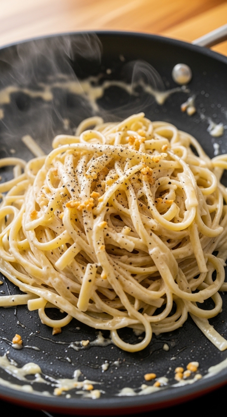 Tossing Fettuccine in Creamy Parmesan Sauce