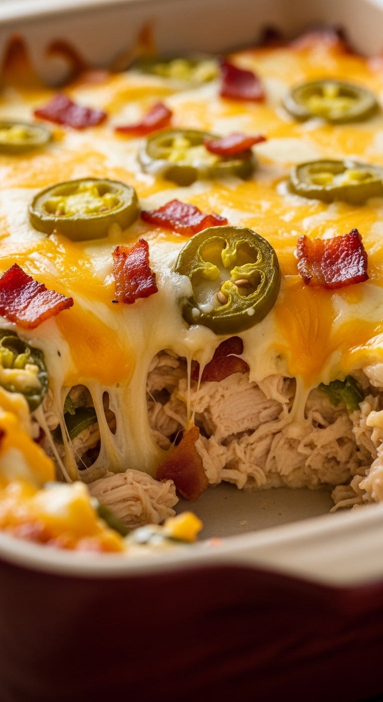 Ultra Creamy Jalapeno Popper Chicken Casserole Texture Close-Up