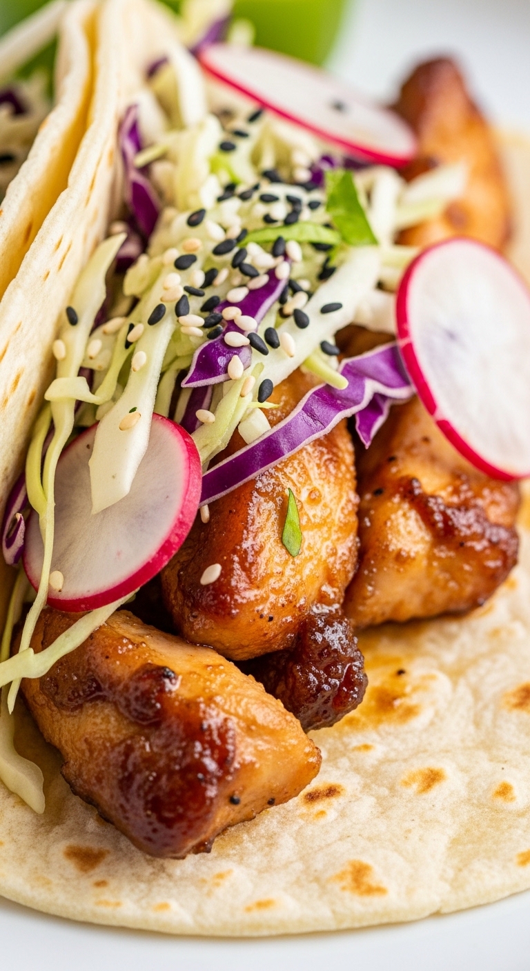 a single Korean BBQ chicken taco