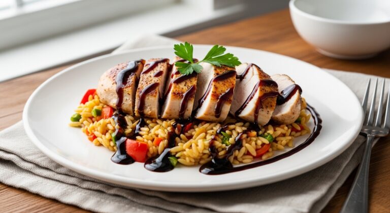 balsamic chicken veggie orzo recipe
