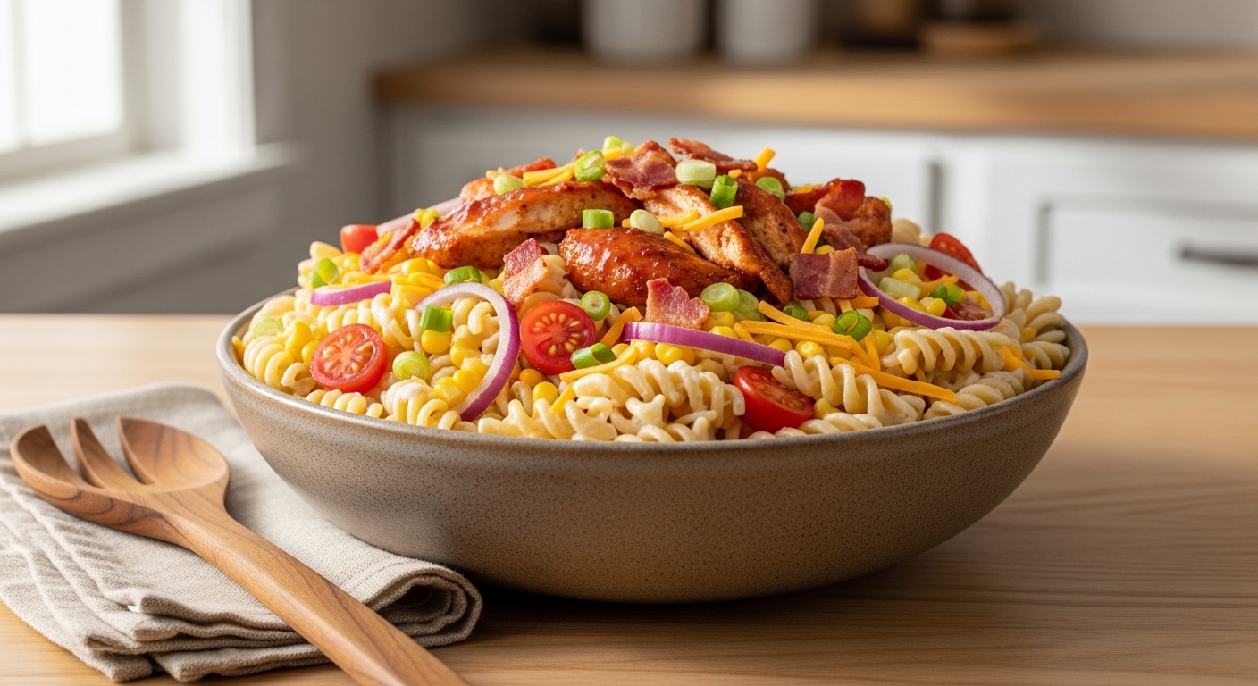 bbq chicken ranch pasta salad recipe
