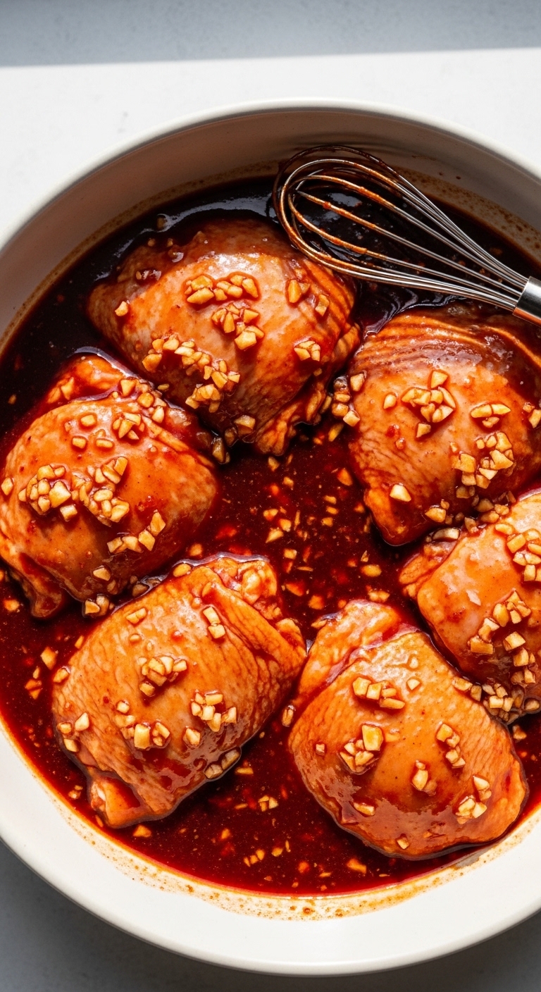 chicken thighs marinating 