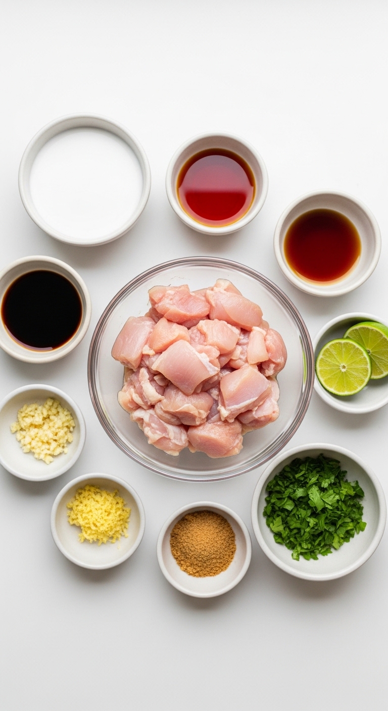 flat lay of homemade marinade ingredients