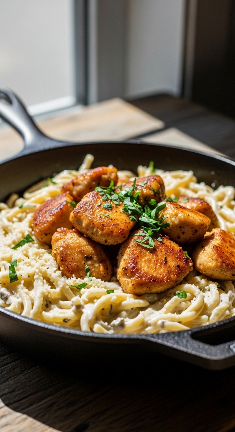 golden garlic butter chicken bites tossed