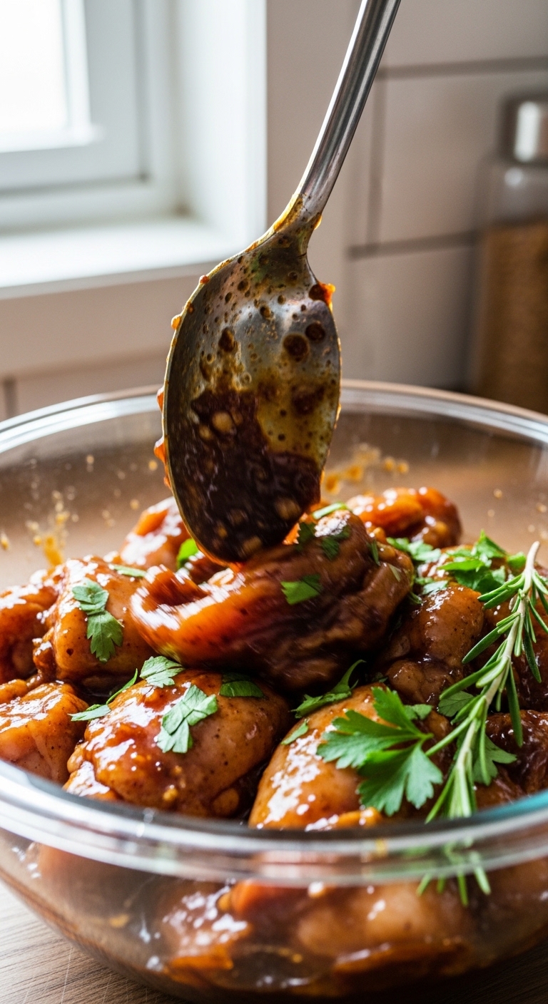 homemade chicken pieces being mixed 