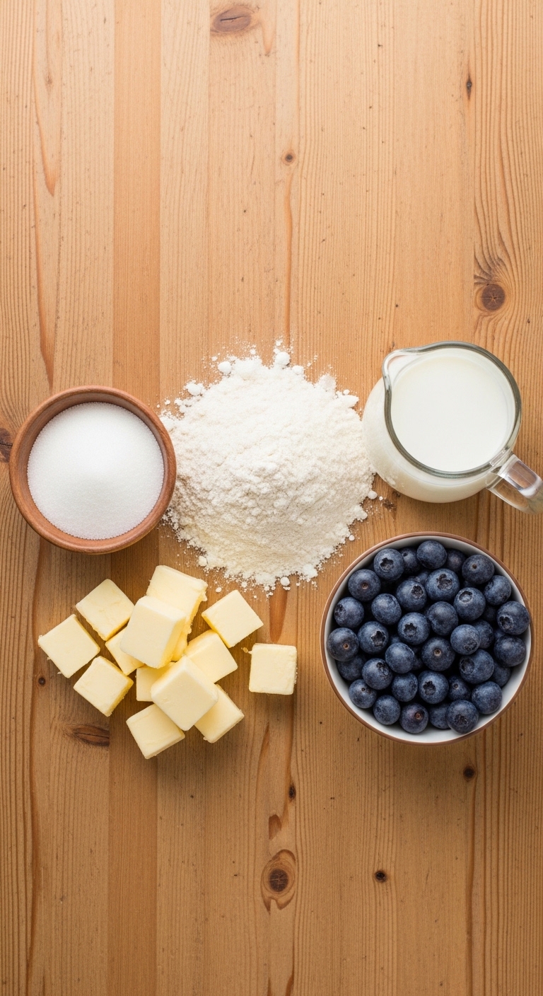  homemade ingredients for blueberry buttermilk biscuits