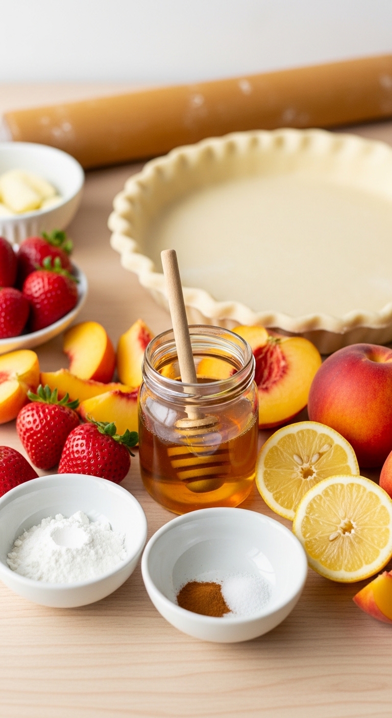 honey strawberry peach pie