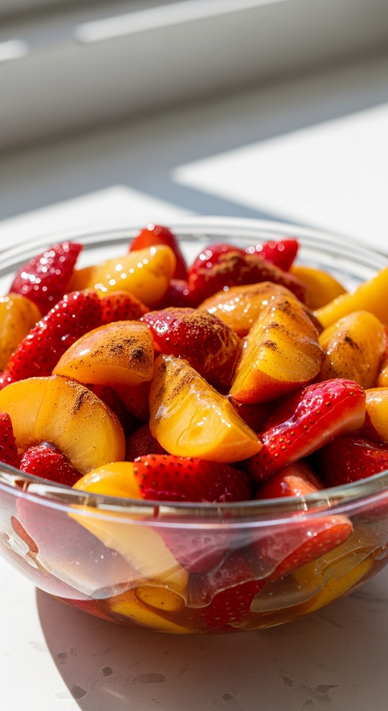 juicy peach and strawberry