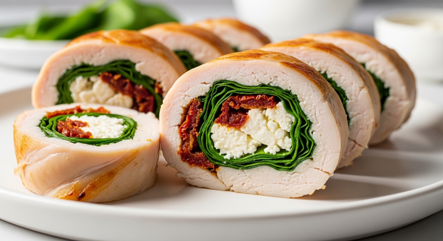 rolled chicken feta spinach sun dried tomatoes recipe